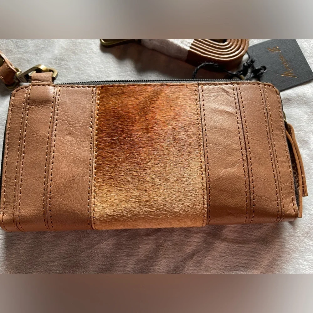 Mona B Brown Leather Wallet with Removable Strap